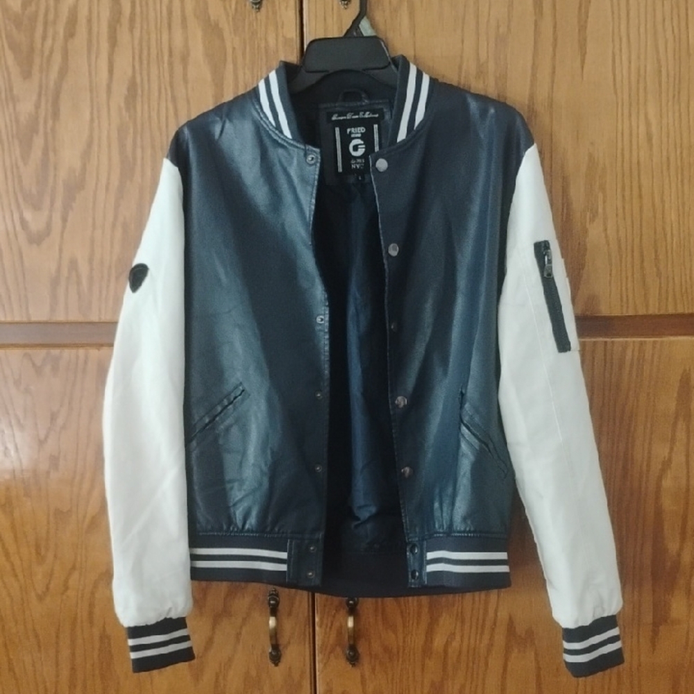 Men's Varsity Bomber Jacket - Navy and White